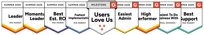 G2 badges for Prodoscore in Summer 2026, including Leader, Momentum Leader, Easiest Setup, Easiest To Use, Users Love Us, Easiest Admin, High Performer, Easiest To Do Business With, and Best Support.